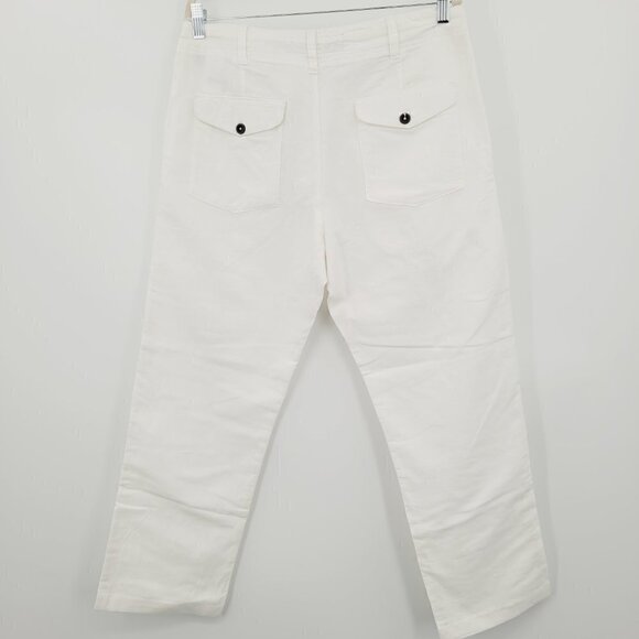 H&M LOGG. White Linen Blend High Waisted Ankle Pant - Picture 5 of 13